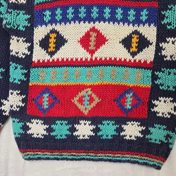 Woolrich Womens Vintage 90s Nordic Cottage Cabin Snow Colorful Knit Sweater S - Picture 4 of 10